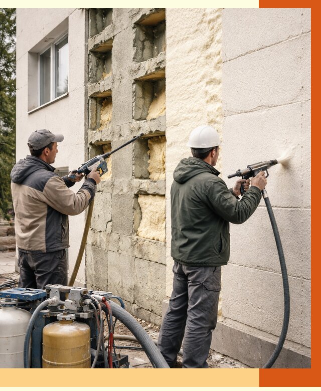 Заполнение пустот фасада в Балашихе от 4614 руб. — утепление пустот облицовки | ТепломастерБлш